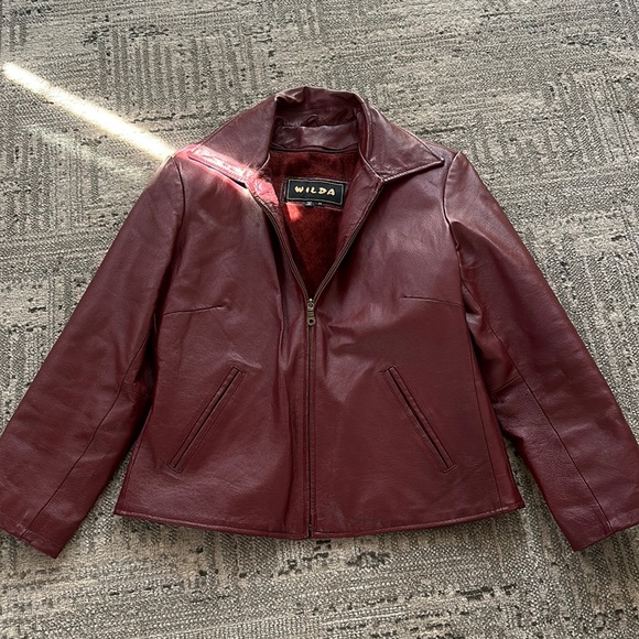 Wilda Jackets & Blazers - Vintage Maroon Leather Jacket From Wilda